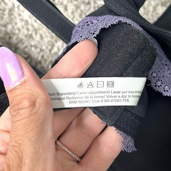 Adore Me Bra Women’s 40DD Black and Purple Lace Trim - Picture 6 of 6